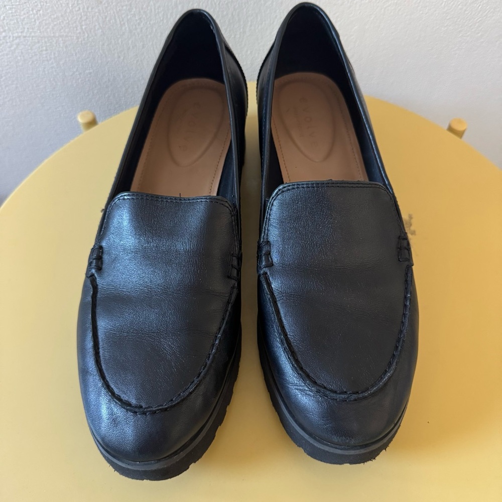 Evolve by Easy Spirit Lug Sole Black Loafers size 11